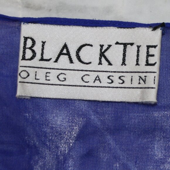 OLEG CASSINI Jacket Silk Sheer Formal Beaded Cuffs Long Sleeve Royal Blue 6 - Picture 7 of 14